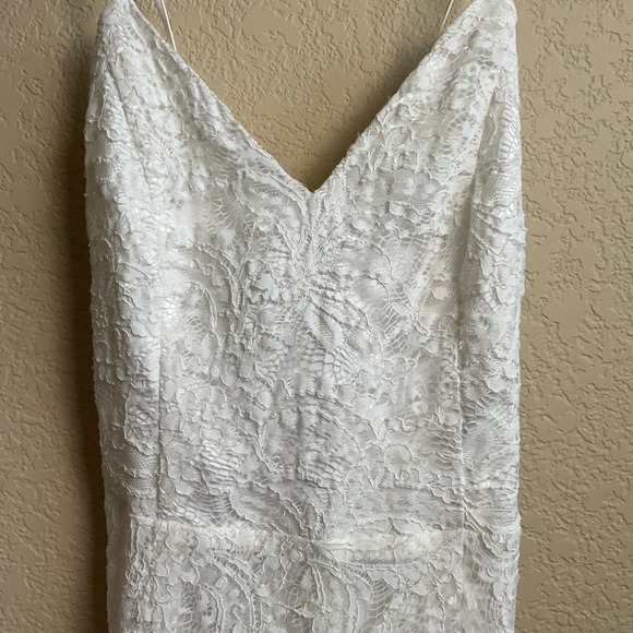 Lover And‎ Friends Womens Small White Lace Asymmetrical Midi Dress - Picture 3 of 8